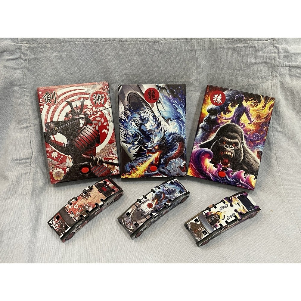 NEW Circuit Samurai Trading Card Racers 3-Pack Set - Gorilla Dragon & Samurai